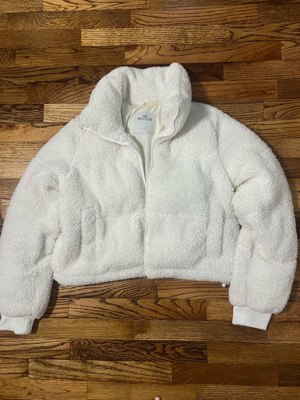 Hollister Cream Sherpa Zip-Up Jacket
